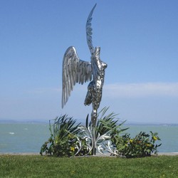 Casa Padrino sculpture décorative de luxe ange argent H. 230 cm - Grande figurine de jardin