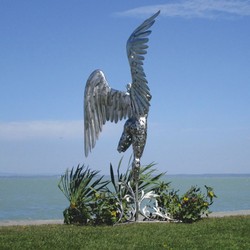 Casa Padrino sculpture décorative de luxe ange argent H. 230 cm - Grande figurine de jardin