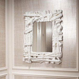Casa Padrino miroir de luxe blanc mat 121 cm - Miroir mural rectangulaire - Meubles de luxe