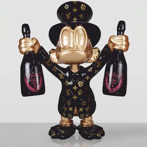 Casa Padrino XXL Decorative Sculpture Duck Black / Gold H. 170 cm - Large Decorative Figurine