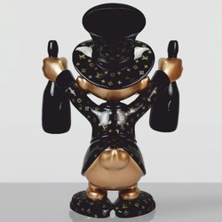 XXL Garten Deko Skulptur Figur Ente Schwarz Gold