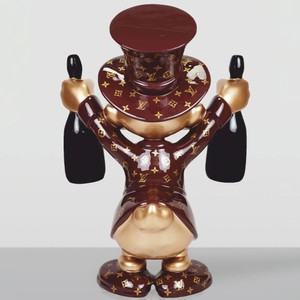 Casa Padrino XXL Deko Skulptur Ente Braun / Gold / Schwarz H. 120 cm - Große Deko Figur