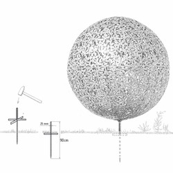 Casa Padrino escultura decorativa de jardín de acero inoxidable de lujo esfera plata Ø 170 x A. 200 cm