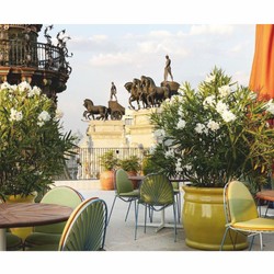 Casa Padrino pot de fleurs de luxe en céramique jaune Ø 98 x H. 90 cm - Décoration de jardin