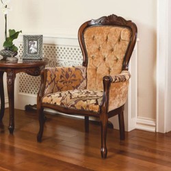 Luxus Barock Wohnzimmer Sessel Beige Dunkelbraun