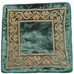 Casa Padrino Luxury Baroque Silk Velvet Decorative Pillow Green / Brown 45 x 45 cm