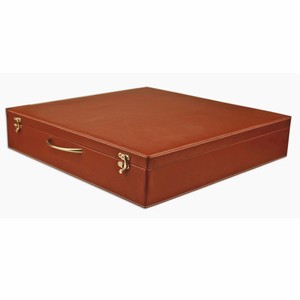 Casa Padrino Luxus Echtleder Schachspiel Koffer Rot 40 x 40 cm - Luxus Accessoires