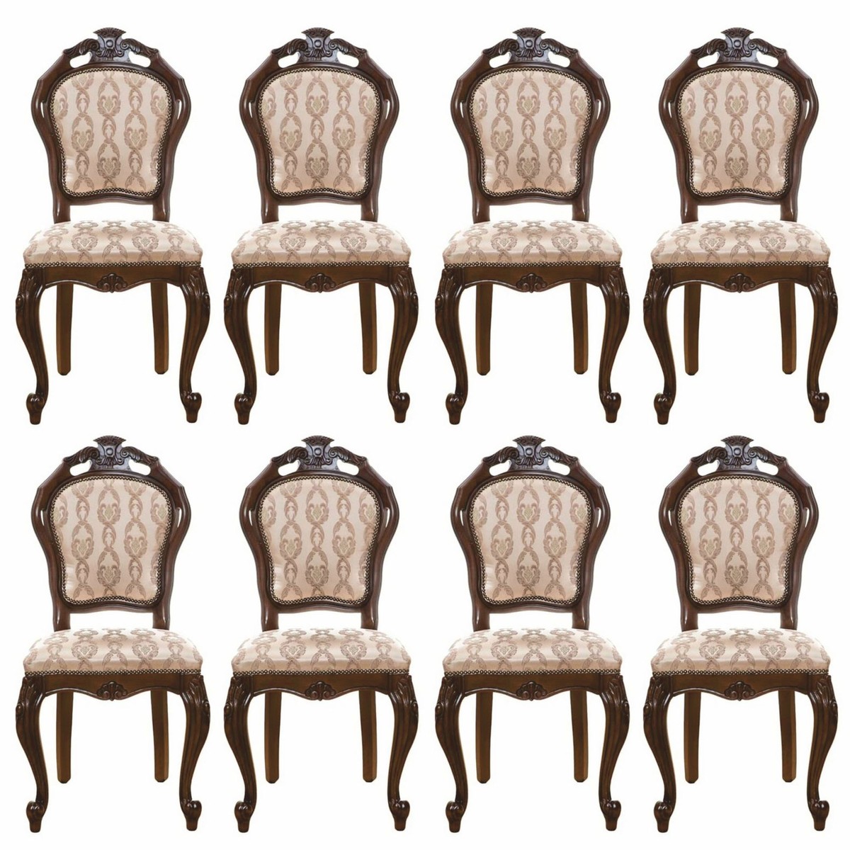 Casa Padrino set di 8 sedie da pranzo barocco di lusso beige / marrone scuro - Mobili barocchi Casa Padrino set di 8 sedie da pranzo barocco di lusso beige / marrone scuro - Mobili barocchi