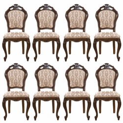 Prunkvolles Luxus Barock Esszimmer Stuhl 8er Set Beige Dunkelbraun Prunkvolles Luxus Barock Esszimmer Stuhl 8er Set Beige Dunkelbraun