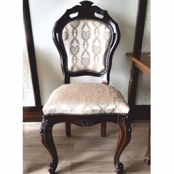 Prunkvolles Luxus Barock Esszimmer Stuhl 8er Set Beige Dunkelbraun