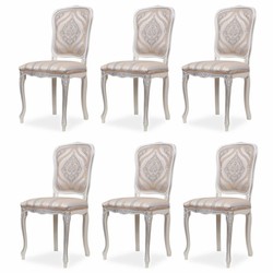 Luxus Barock Hotel Esszimmer Stuhl 6er Set Beige Grau Weiß