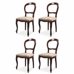 Prunkvolles Luxus Barock Esszimmer Stuhl 4er Set Gold Dunkelbraun