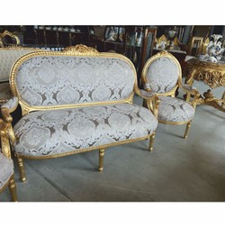 Casa Padrino chaise de salon baroque médaillon gris / or H. 100 cm - Meubles baroques
