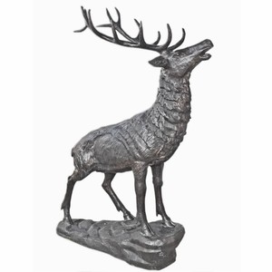 Casa Padrino Escultura XXL de Latón Decorativa de Jardín Ciervo Gris A. 177 cm - Figura de Jardín