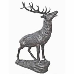 Casa Padrino XXL Garden Decoration Brass Sculpture Deer Gray H. 177 cm - Garden Figure