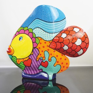 Casa Padrino XXL Deko Skulptur Fisch Bunt H. 110 cm - Deko Figur