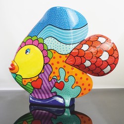 XXL Deko Skulptur Figur Fisch Bunt