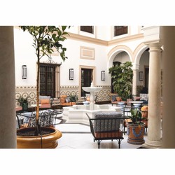 Casa Padrino maceta barroco de lujo de cerámica beige / azul / blanco Ø 53 x A. 54 cm