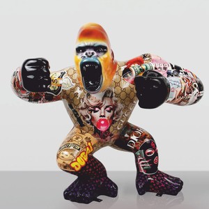 Casa Padrino XXL Decorative Sculpture Gorilla Colorful H. 110 cm - Large Decorative Figure