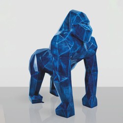 XXL Deko Skullptur Figur Gorilla Affe Antik Blau