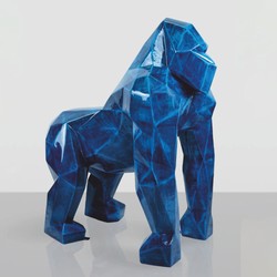 XXL Deko Skullptur Figur Gorilla Affe Antik Blau