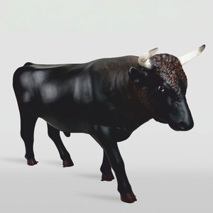 Casa Padrino XXL decorative sculpture bull black / dark brown / white 233 cm - Life-size