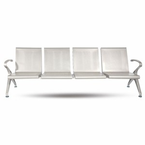 Casa Padrino 4er Besucherbank / Wartezimmerbank Silber 238 cm - Wartezimmer Möbel