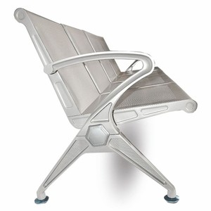 Casa Padrino 4er Besucherbank / Wartezimmerbank Silber 238 cm - Wartezimmer Möbel