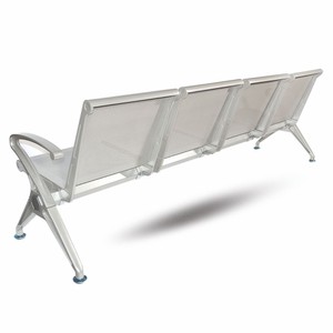 Casa Padrino 4er Besucherbank / Wartezimmerbank Silber 238 cm - Wartezimmer Möbel