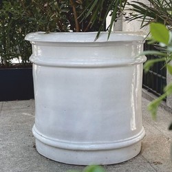 Casa Padrino pot de fleurs de luxe en céramique blanc Ø 107 x H. 100 cm - Décoration de jardin