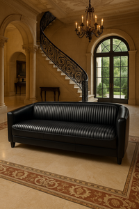 Casa Padrino divano in pelle di lusso nero 177 cm - Mobili in vera pelle Casa Padrino divano in pelle di lusso nero 177 cm - Mobili in vera pelle
