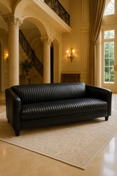 Luxus Leder Echtleder Wohnzimmer Sofa Schwarz Art Deco Style