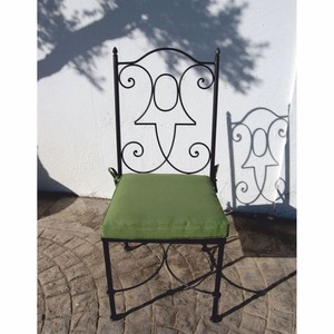 Casa Padrino sedia da giardino Art Nouveau di lusso in ferro battuto con cuscino di seduta nero / verde A. 105 cm