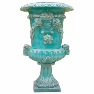 Prunkvoller Luxus Barock Keramik Blumentopf Pflanzentopf Antik Grün