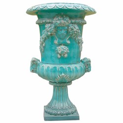 Casa Padrino maceta de cerámica barroco de lujo de decoración de jardín verde antiguo Ø 102 x A. 162 cm