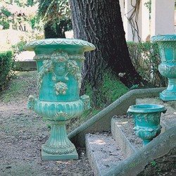 Casa Padrino maceta de cerámica barroco de lujo de decoración de jardín verde antiguo Ø 102 x A. 162 cm