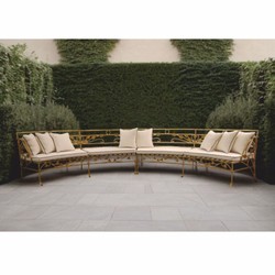 Gebogenes Luxus Jugendstil Schmiedeeisen Hotel Garten Sofa Gold Creme