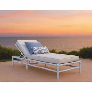 Casa Padrino Tumbona de Jardín de Lujo Gris / Blanco 210 cm - Muebles de Hotel y Jardín