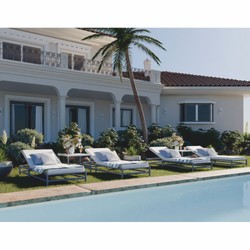 Casa Padrino lettino da giardino di lusso grigio / bianco 210 cm - Mobili per hotel e giardino