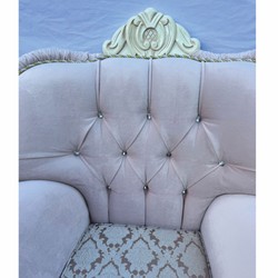 Casa Padrino Luxury Baroque Armchair with Rhinestones Pink / White - Baroque Furniture