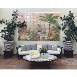 Casa Padrino Luxury Baroque Sofa Black / White 300 cm - Baroque Hotel & Garden Furniture