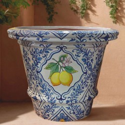 Runder Luxus Keramik Blumentopf Pflanzentopf Blau Weiß Bunt