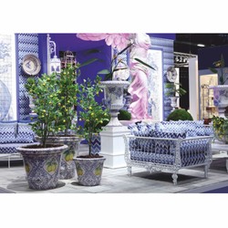 Runder Luxus Keramik Blumentopf Pflanzentopf Blau Weiß Bunt