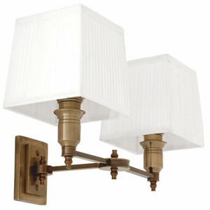 Casa Padrino lámpara de pared doble de lujo latón antiguo/  blanco 40 cm - Iluminación de lujo