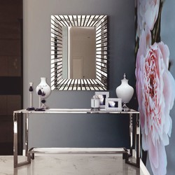 Casa Padrino console de luxe en acier inoxydable avec plateau en verre argent 160 cm - Meubles de luxe