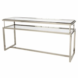 Casa Padrino consola de lujo de acero inoxidable con tablero de vidrio plata 160 cm - Interior de lujo