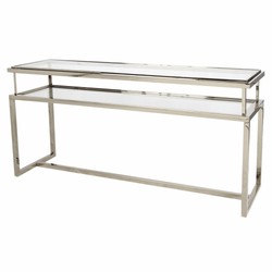 Casa Padrino Luxury Stainless Steel Console Table with Glass Top Silver 160 cm - Luxury Interior