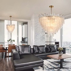 Casa Padrino Luxury Glass Chandelier Brass Ø 52 cm - Hotel & Living Room Chandelier