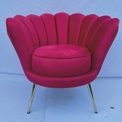 Luxus Designer Wohnzimmer Sessel Bordeauxrot Gold