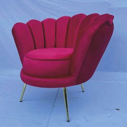 Luxus Designer Wohnzimmer Sessel Bordeauxrot Gold
